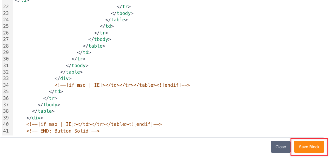 Clicking Save Block at the bottom of the block